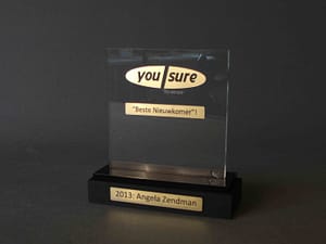 award glas hout tekst